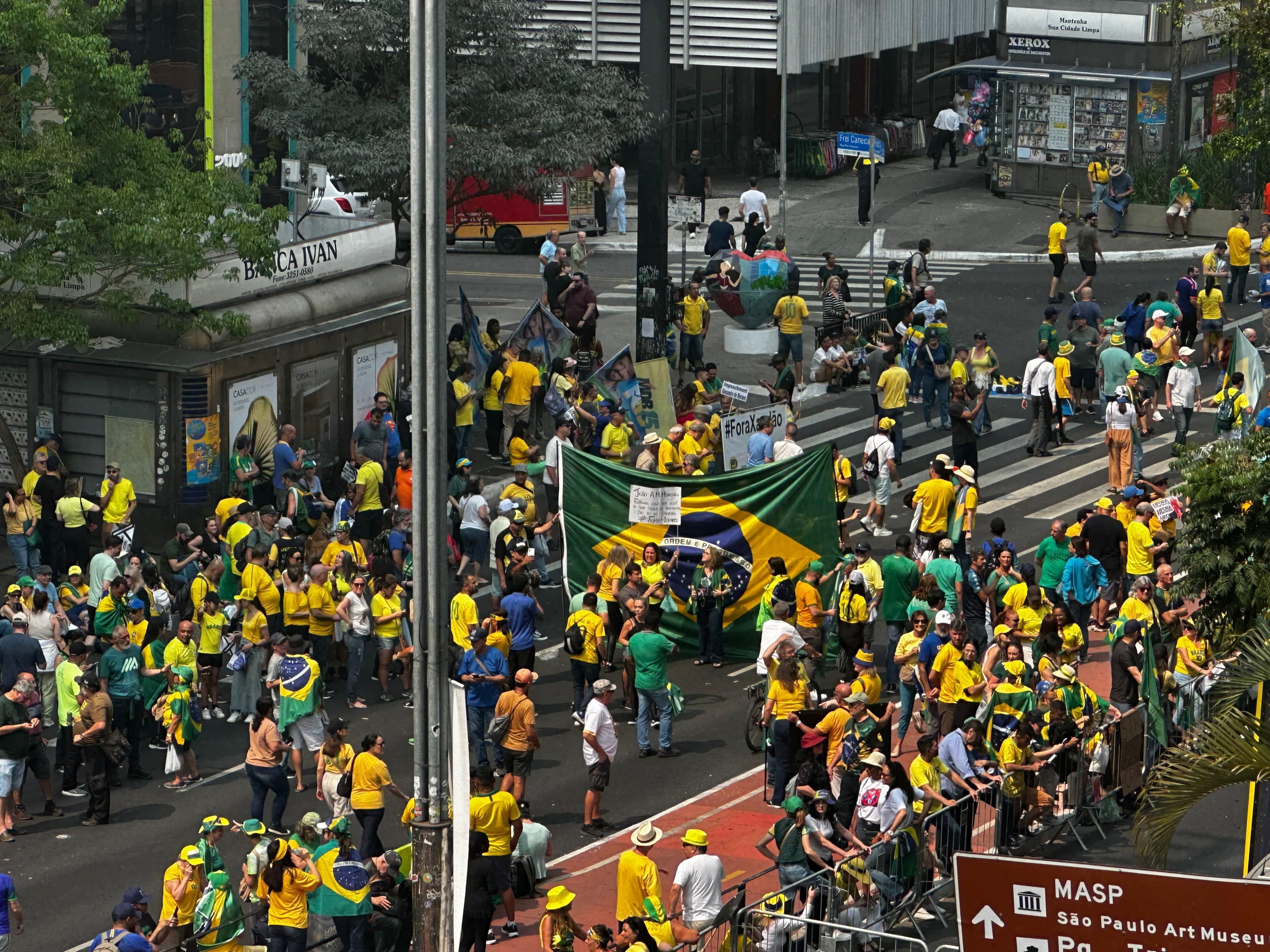 Manifestantes na Avenida Paulista, para ato de 7 de setembro organizado por Silas Malafaia