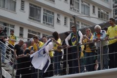 Ricardo Salles, Marcos Pontes e Marcos Rogério marcaram presença no trio elétrico no qual discursou Bolsonaro