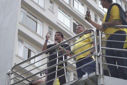 Magno Malta discursou no ato contra Moraes