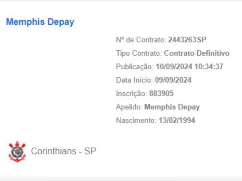 Memphis Depay é regularizado no BID da CBF • Divulgação: CBF