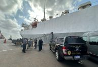 PF apreende 39 kg de cocaína em navio usado para transporte de bois