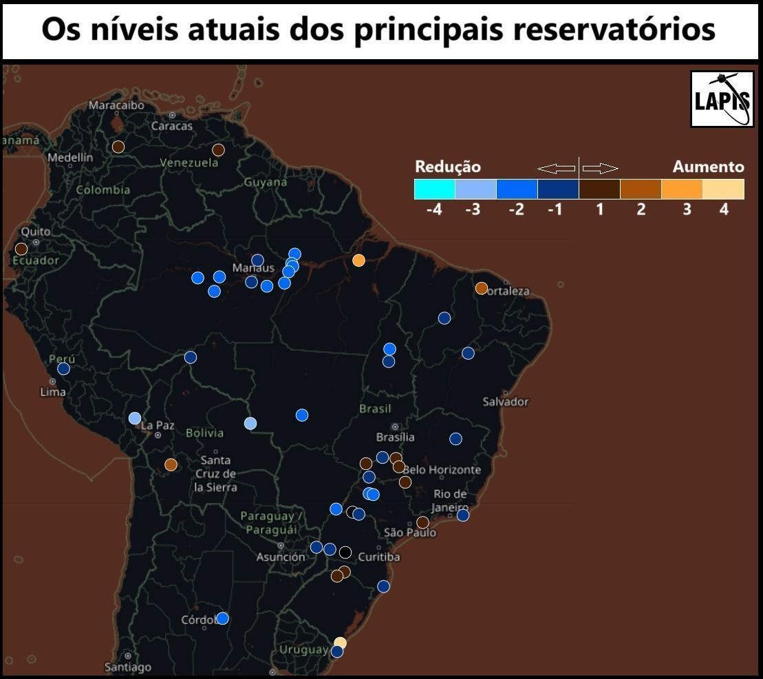 Níveis atuais dos principais reservatórios do Brasil em 20/09/24 • Instituto Lápis