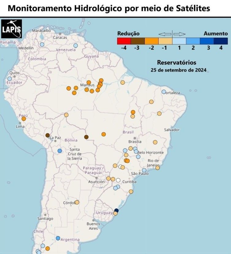 Na primeira imagem é possível ver a região Amazônica no nível -2, na escala de redução e aumento dos níveis • Laboratório de Análise e Processamento de Imagens de Satélites (Lapis)