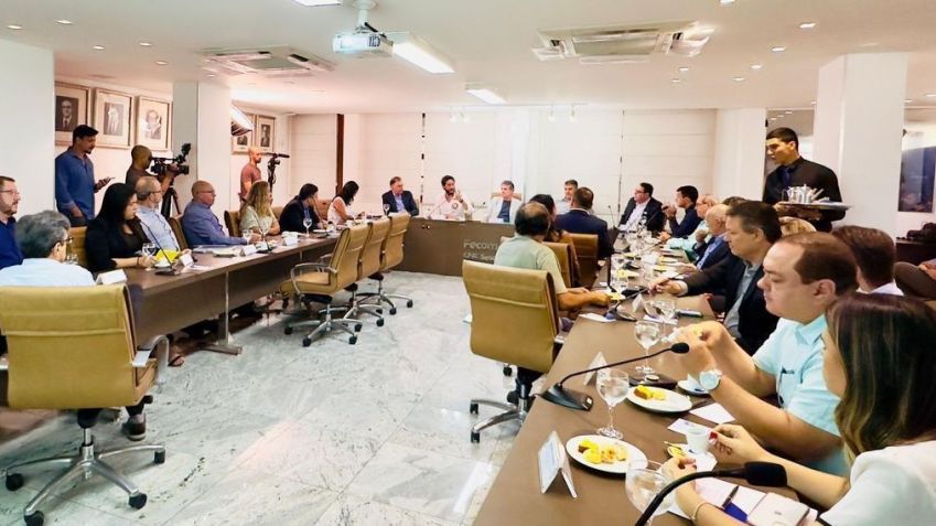 Gabriel discursou em reunião na Fecomércio-MG: ele quer mais moradias no centro • Divulgação