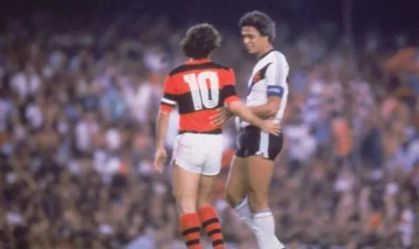 Zico, do Flamengo, e Roberto Dinamite, do Vasco