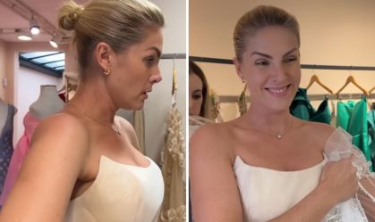 Ana Hickmann mostra detalhes do vestido de noivado