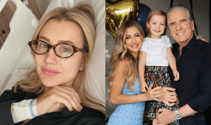 Logo após o anúncio, mostrou que sua filha Vicky, 4, fruto de seu relacionamento com o empresário, foi a visitar no hospital