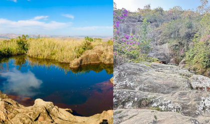Cachoeira seca completamente em meio à estiagem em MG; veja o antes e depois