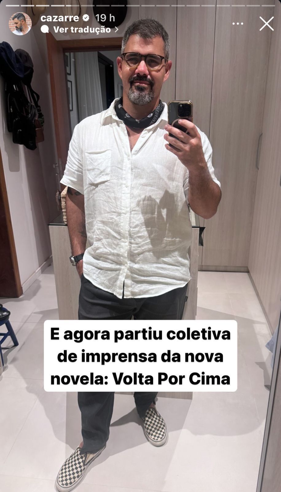 Juliano Cazarré compareceu em coletiva de "Volta por Cima" • Instagram/Juliano Cazarré