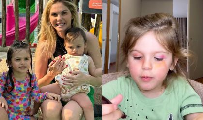 Bárbara Evans encanta ao mostrar filha fazendo tutorial de maquiagem