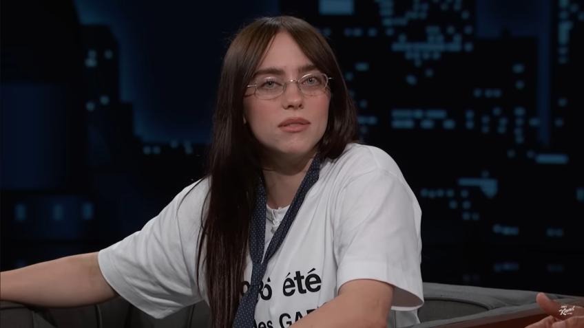 Cantora Billie Eilish participou do programa de Jimmy Kimmel na terça-feira (3) • YouTube/Jimmy Kimmel Live