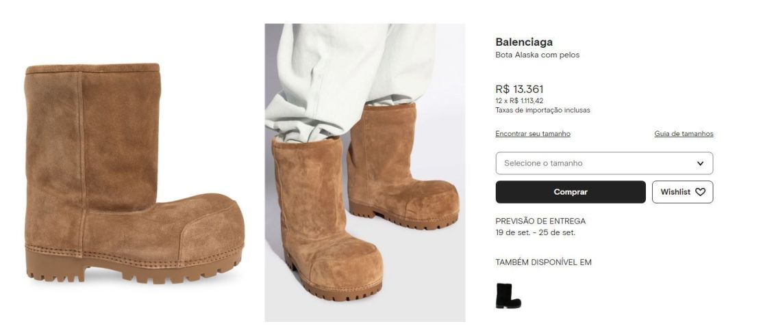 Bota Alaska da Balenciaga • Reprodução/Farfetch