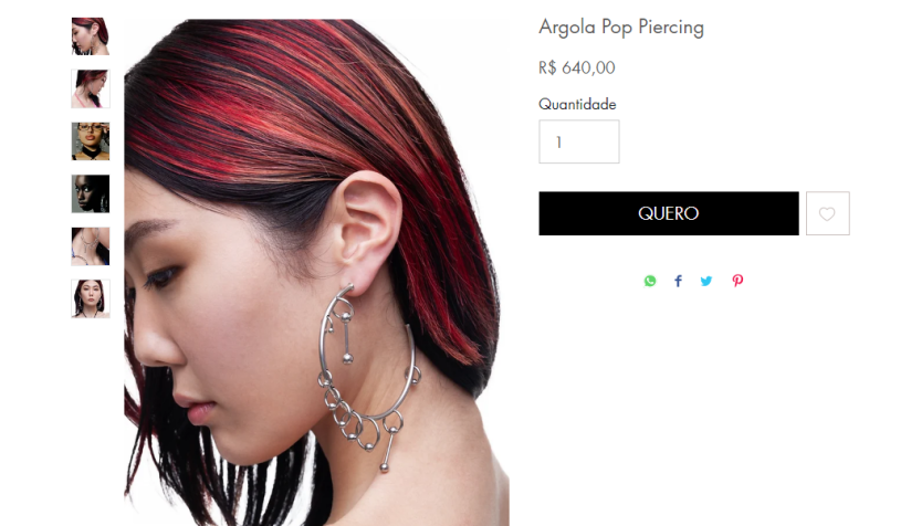 Argolas da marca brasileira Bold Strap foram usadas pela cantora Katy Perry. • Reprodução/Bold Strap