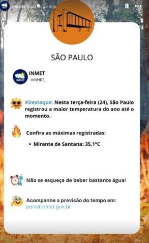 Calor de torrar: com 35,1ºC, São Paulo tem dia mais quente do ano • Inmet