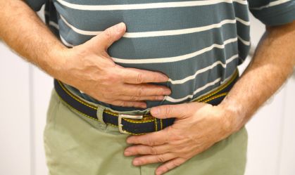 Senior man with stomach pain