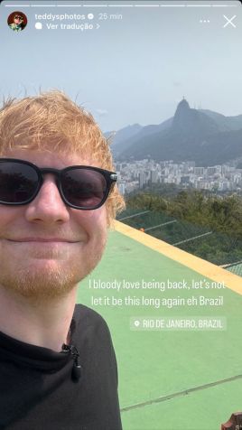 Ed Sheeran se declarou ao país antes de se apresentar no Rock in Rio • Instagram/Ed Sheeran