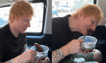 Ed Sheeran, headliner do Rock in Rio, prova picanha e diz: "É muito bom"