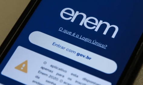 Tela do aplicativo do Enem