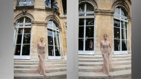 Modelo abriu a passarela da marca brasileira Versa Brand no Paris Fashion Air, evento que participa da Semana de Moda na capital francesa