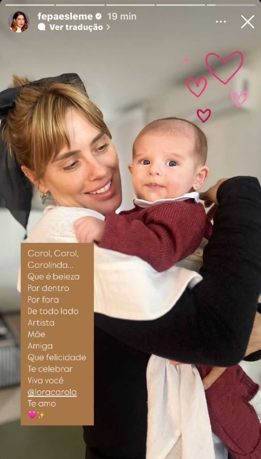 A atriz Fernanda Paes Leme também publicou uma foto parabenizando Carolina Dieckmann • Instagram/Fernanda Paes Leme