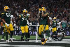 Packers comemora touchdown contra o Eagles