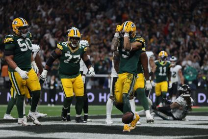 Packers comemora touchdown contra o Eagles