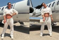 Graciele Lacerda exibe barriga da gravidez antes de viajar com Zezé