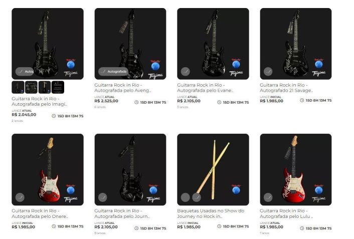 Rock in Rio 2024 anuncia leilão beneficente com artigos autografados • Reprodução/Play For a Cause