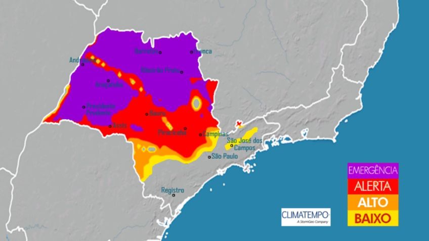 Mapa de Risco de Incêndio para esta sexta-feira (6), em São Paulo. • Climatempo