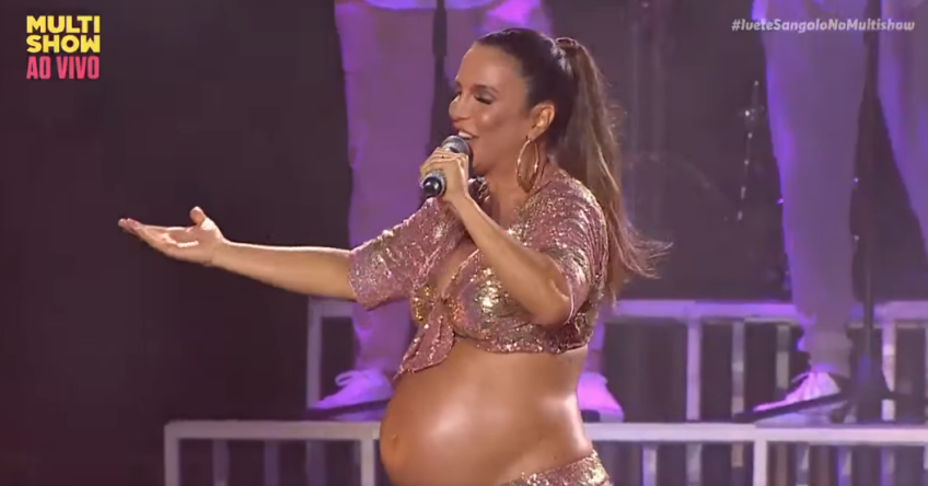 Ivete Sangalo realizou uma série de shows grávida de gêmeos. • Reprodução/Globoplay