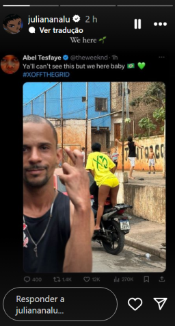 Juliana Nalú compartilha post de The Weeknd feito no X (antigo Twitter) • Instagram/ Juliana Nalú