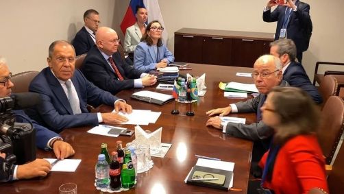 Reunião bilateral entre Sergei Lavrov, chanceler da Rússia, e Mauro Vieira, ministro das Relações Exteriores do Brasil