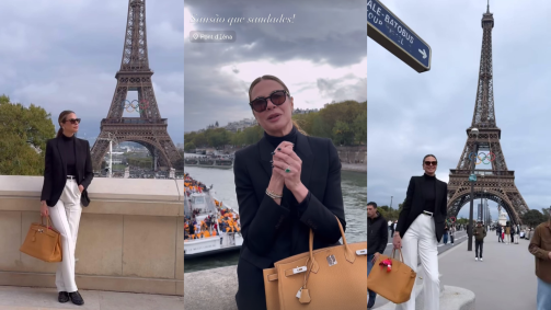 Gimenez mostrou pontos turísticos como o Arco do Triunfo, a Torre Eiffel, e áreas da capital francesa para seus seguidores