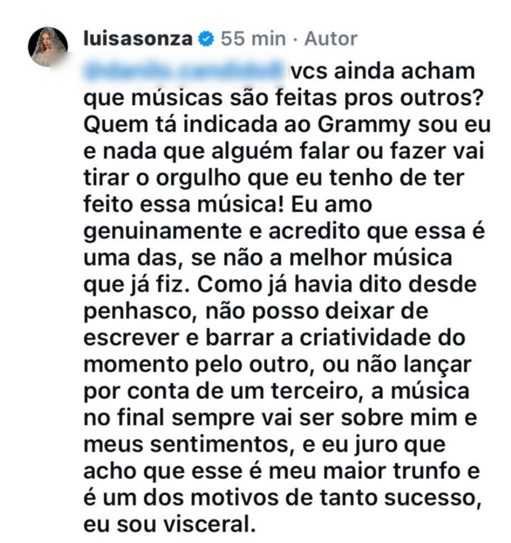 Luisa Sonza respondeu sobre música que dedicou ao ex-namorado • Instagram/Luisa Sonza
