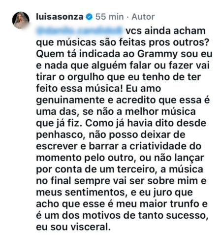 Luisa Sonza respondeu sobre música que dedicou ao ex-namorado • Instagram/Luisa Sonza