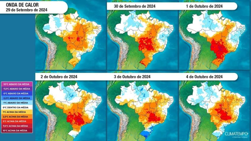 Mapa mostra evolução da onda de calor • Climatempo