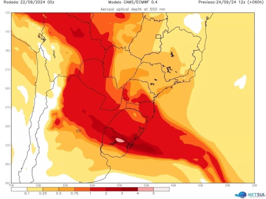 Fumaça das queimadas volta a atingir Rio Grande do Sul nesta semana • Metsul