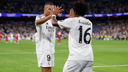 Mbappé e Endrick na vitória do Real Madrid contra o Stuttgart pela Champions League