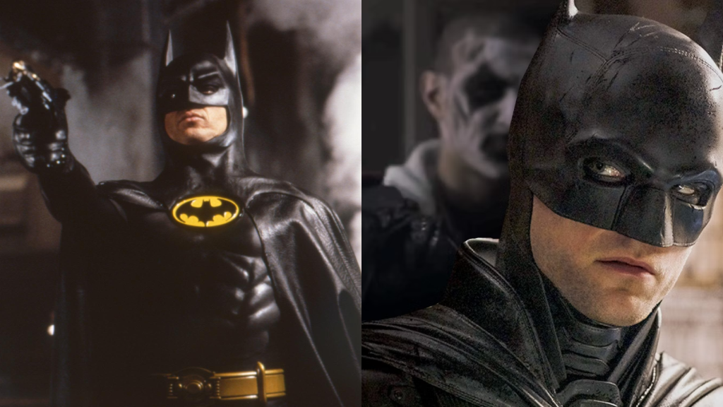 Montagem com "Batman", o filme de 1989 e o filme de 2022