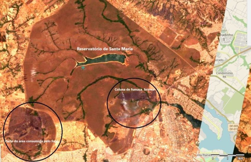 Satélite Super Dove, da constelação PlanetScope, registra como ficou o Parque Nacional em Brasília, após o início do incêndio • Laboratório de Análise e Processamento de Imagens de Satélites