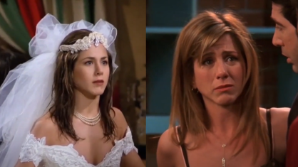 Rachel Green (Jennifer Aniston) em sua 1ª e última cena de "Friends"