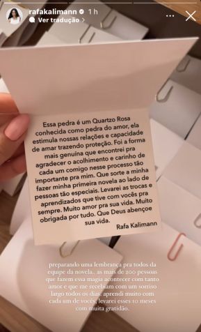Rafa Kalimann agradeceu equipe de "Família é Tudo" com presentes • Instagram/Rafa Kalimann