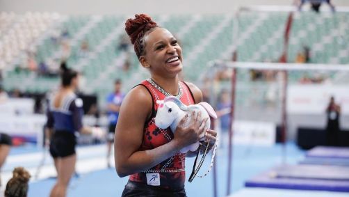 Rebeca Andrade durante treino em João Pessoa para o Campeonato Brasileiro