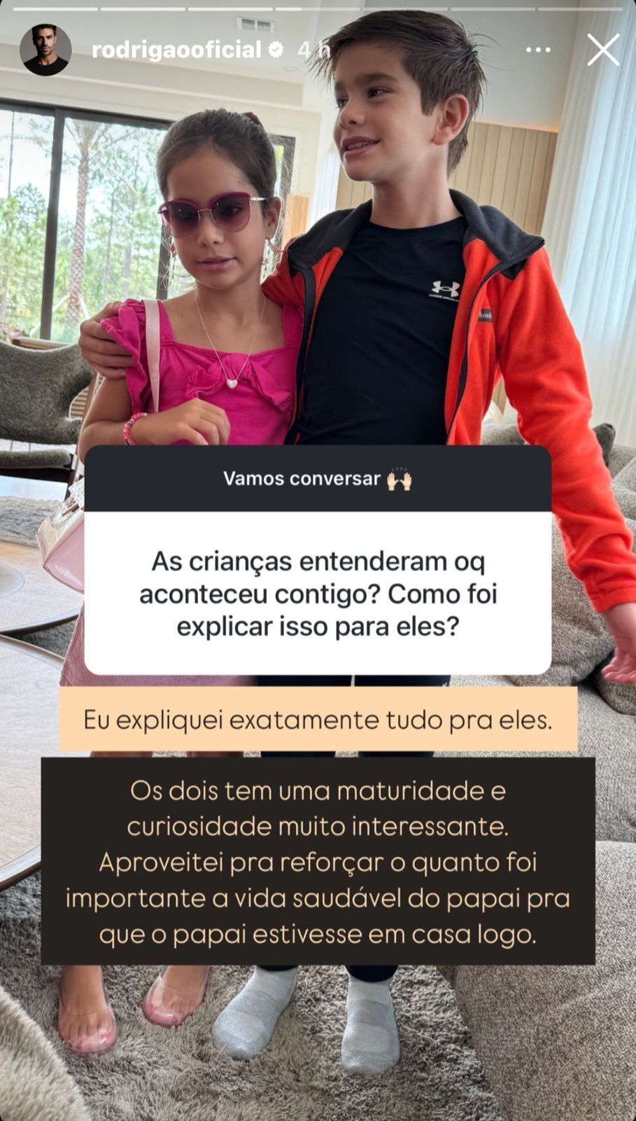 Rodrigão disse que explicou aos filhos sobre sua doença • Instagram/Rodrigão