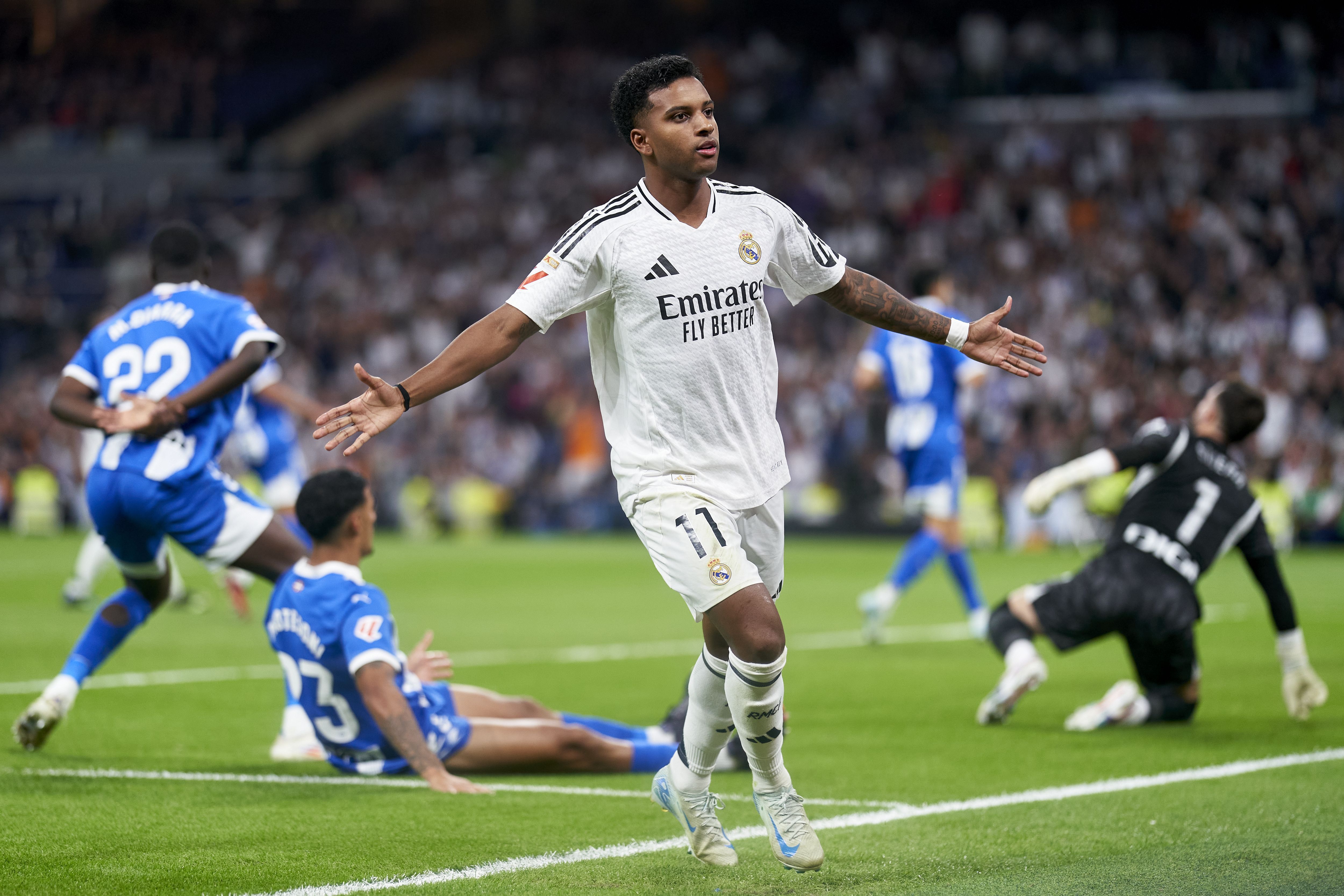 Rodrygo comemora seu gol contra o Alavés