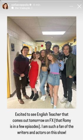 Romy Mars no set de "O Professor" • Instagram/@sofiacoppola