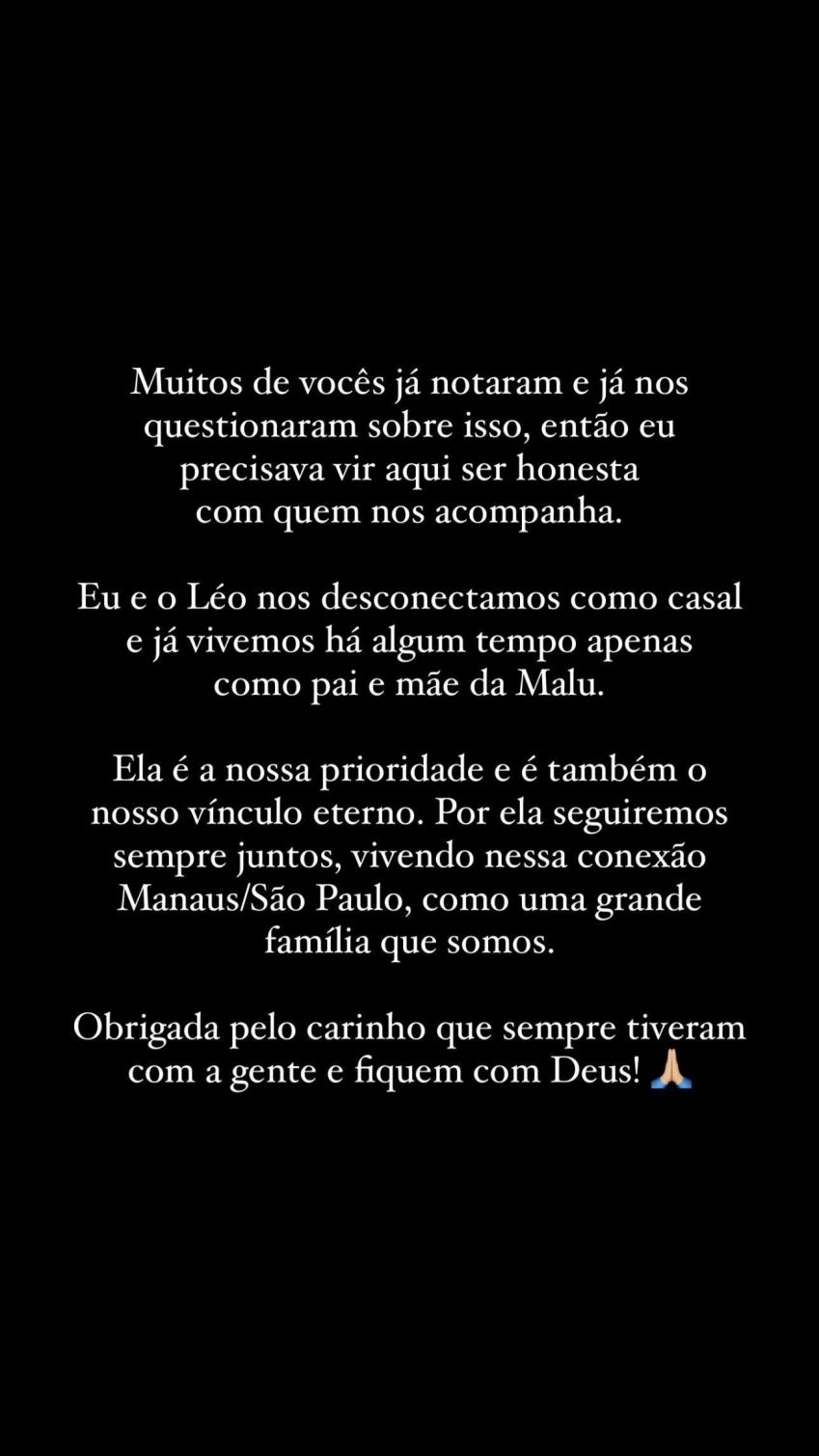 Vivian Amorim anuncia fim do seu casamento com Leo Hirschmann • Instagram/Vivian Amorim