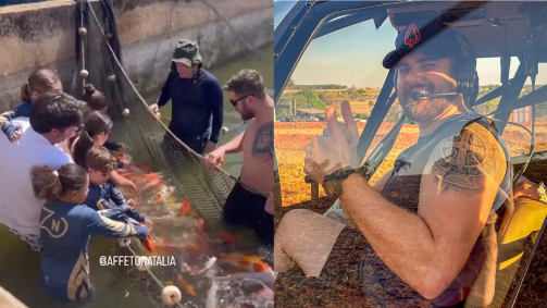 Afastado dos palcos para tratar depressão e ansiedade, Zé Neto foi para São José do Rio Preto, no interior de São Paulo, de helicóptero onde pescou e andou pela cidade