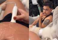 Graciele Lacerda mostra Zezé Di Camargo ouvindo coração da 1ª filha do casal