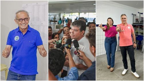 Candidatos a prefeito de João Pessoa, Cicero Lucena (PP), Rui Carneiro (Podemos) e Luciano Cartaxo (PT) votam na capital da Paraíba